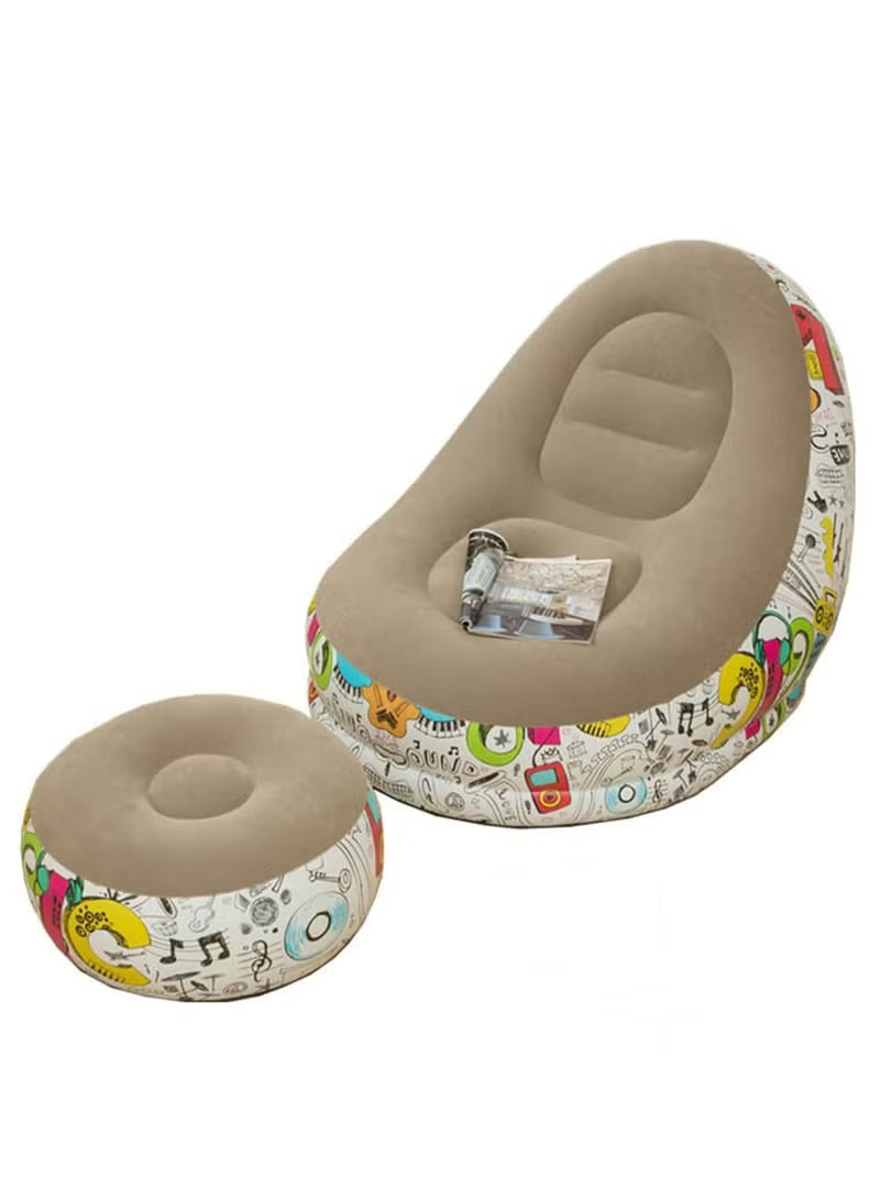 Inflatable Lazy Sofa Chair with Footrest & Air Pump